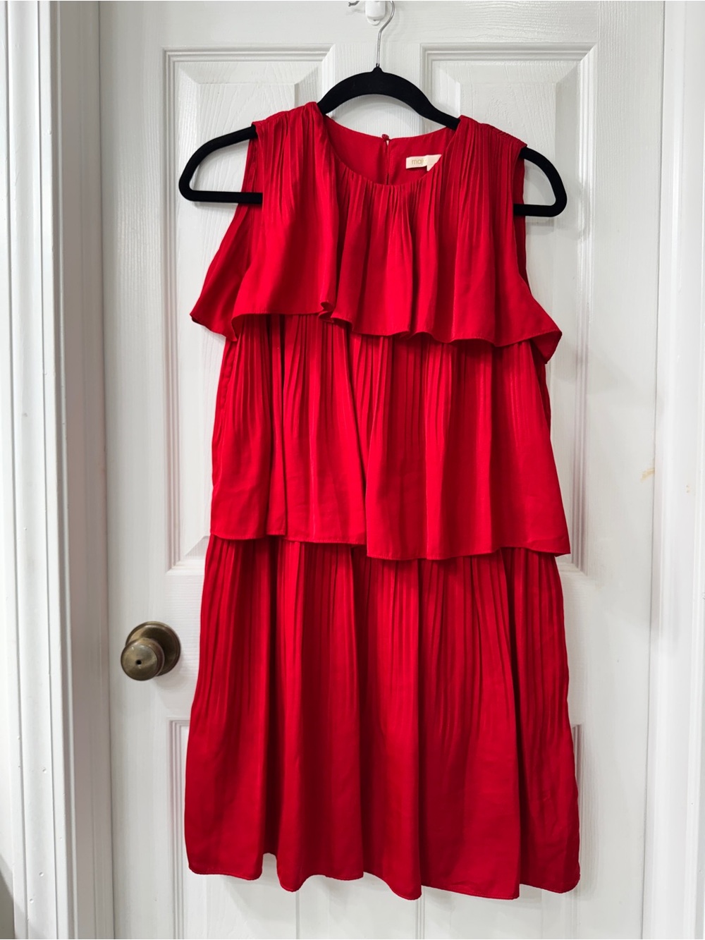 Maje Red Tiered Ruffle Dress